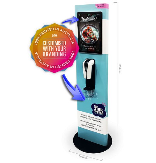 Digital sanitiser display free standing or wall mounted