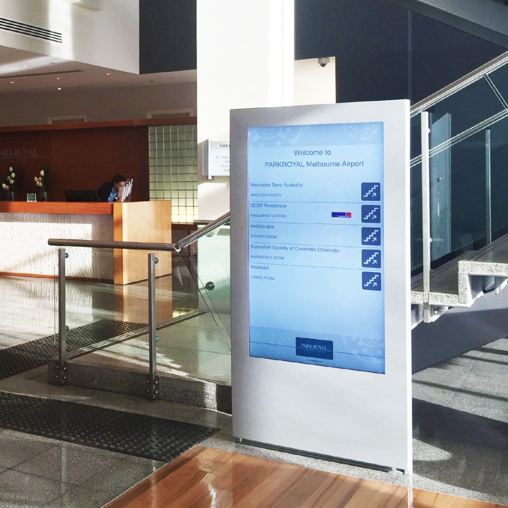 Digital signage in a hotel foyer in Melbourne Australia
