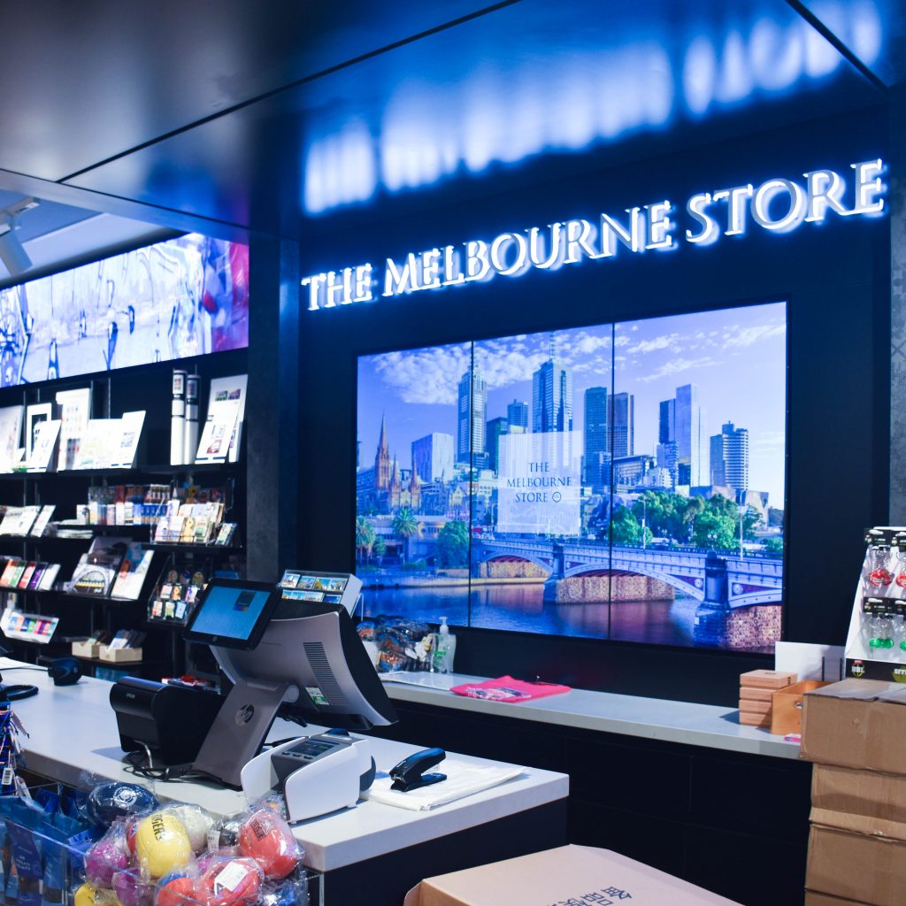 Digital signage inside The Melbourne Store.