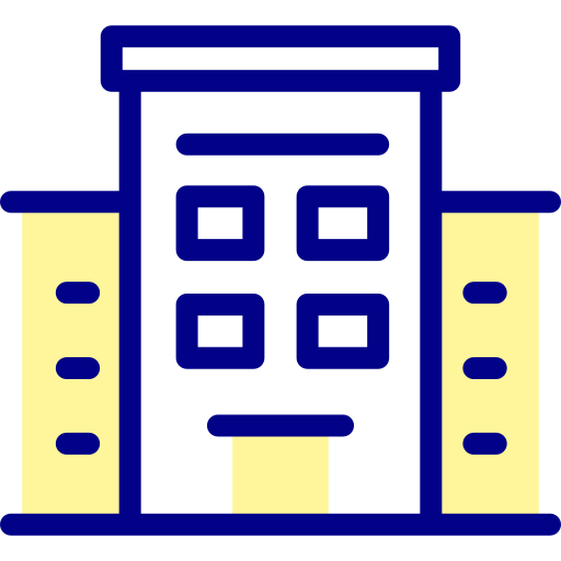 Hotel building icon representing hospitality signage.