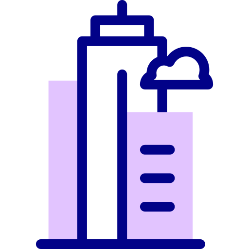 City skyline icon for urban digital signage solutions.